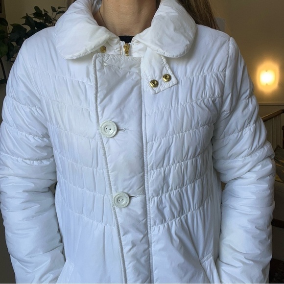 Twisted Heart Vintage White Mid Length Full Zip Warm Puffer Jacket Coat Snow M - Picture 4 of 16